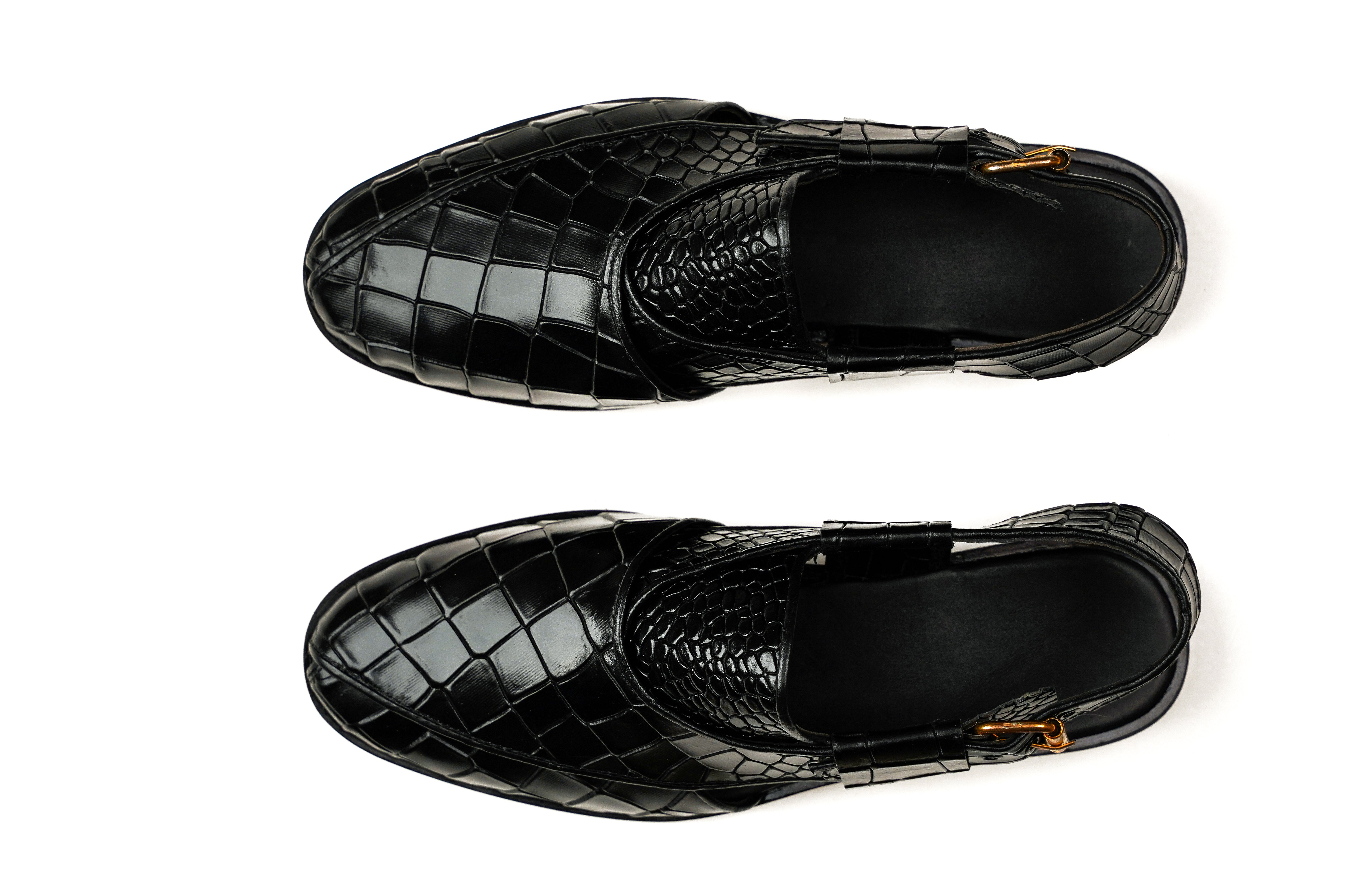 Croco Sandal Black