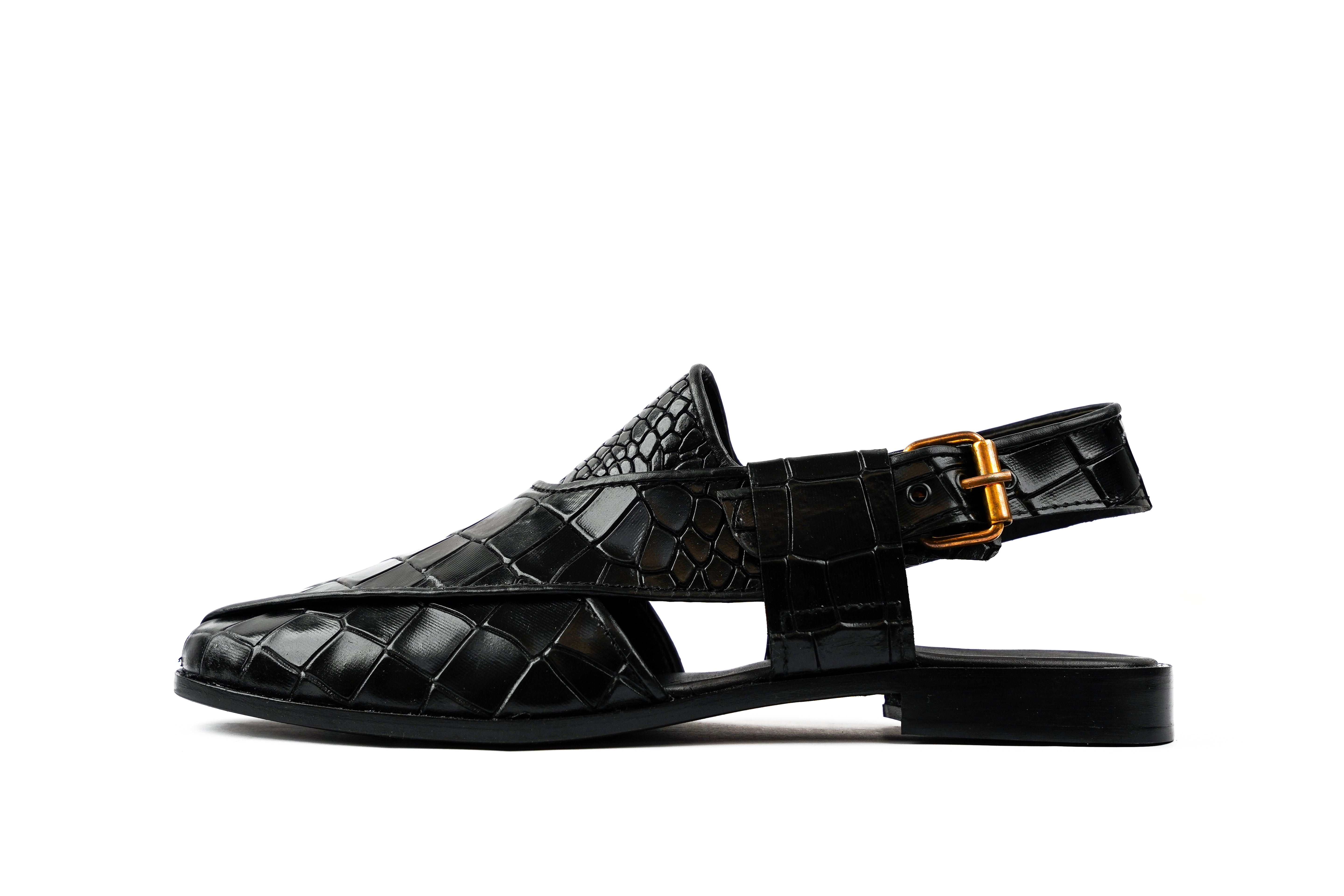 Croco Sandal Black