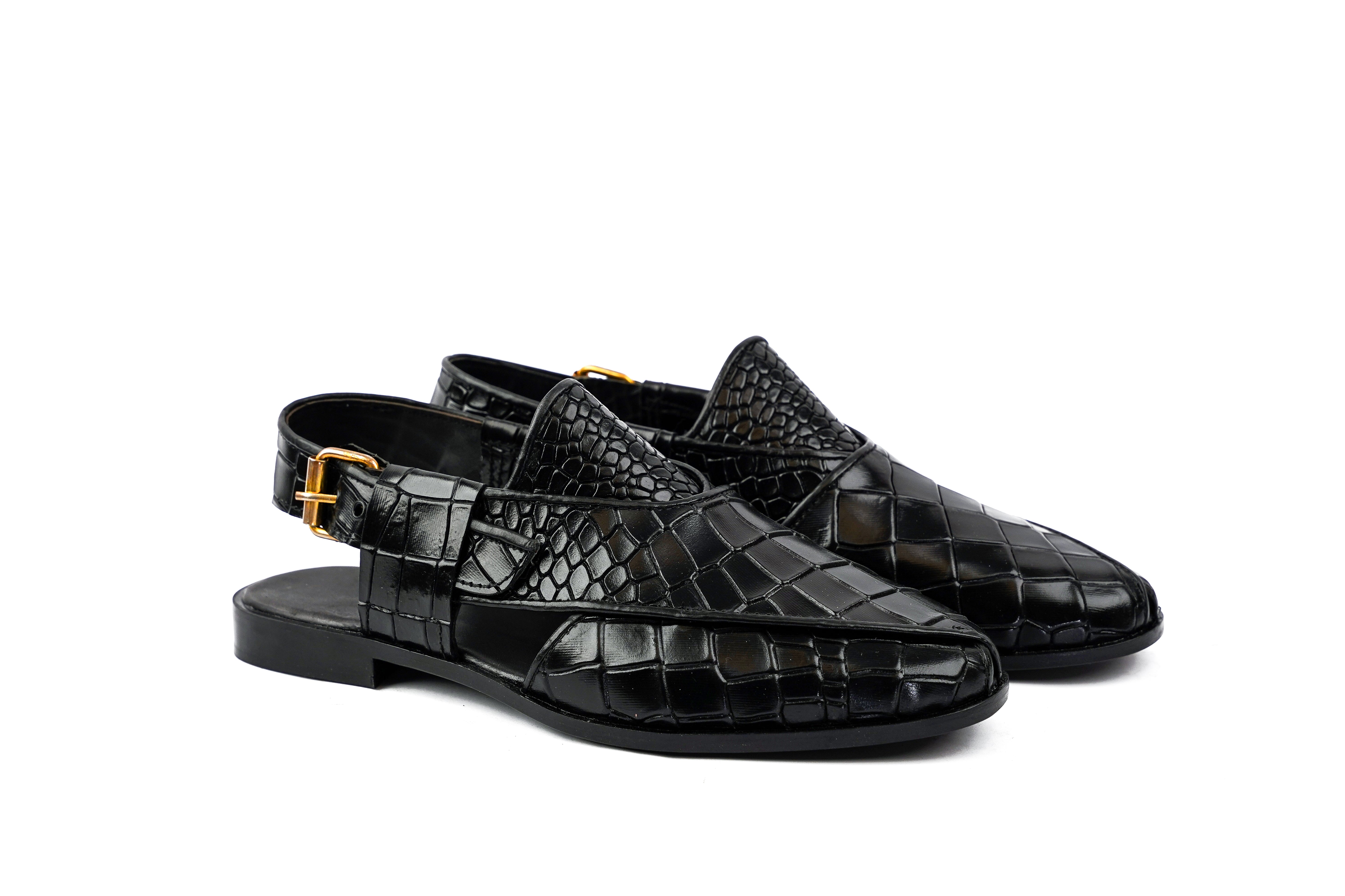 Croco Sandal Black